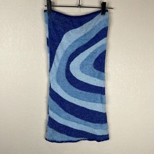 House of Sunny Women Knitted Strapless Fuzzy Tube Dress Blue Size 2 Groovy Retro